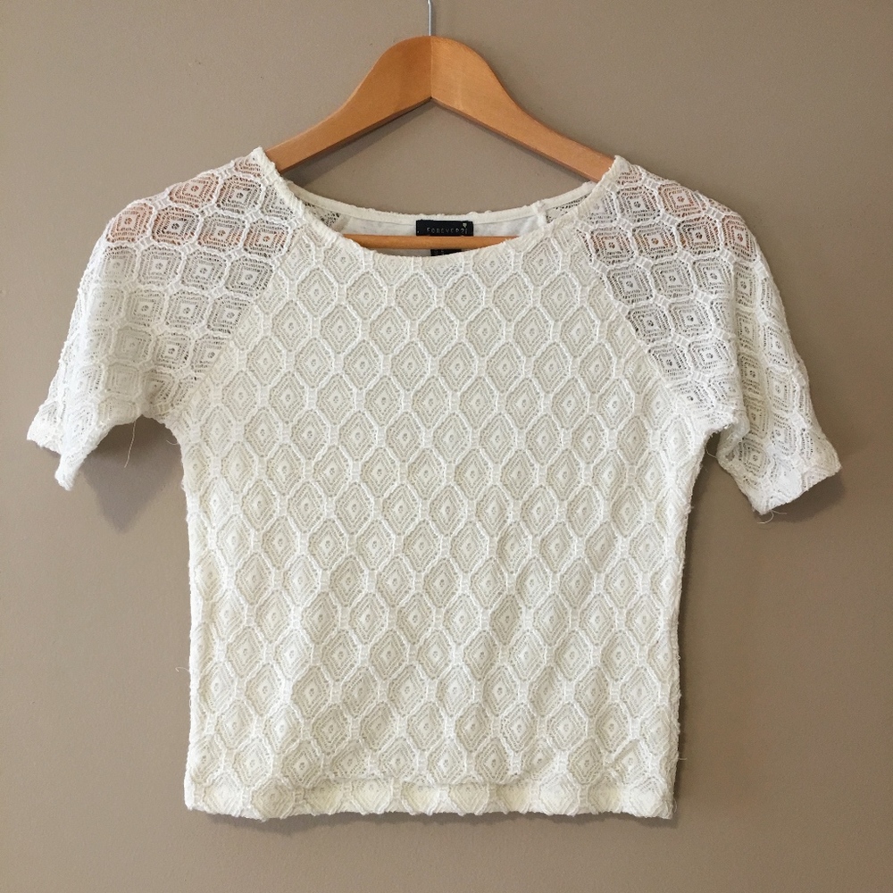 White Lace Crop Top